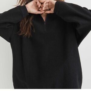 Aerie Black Good Vibes Corded oversized 1/4 Zip up Size xsmall